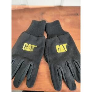 NWOT Caterpillar CAT Black Cotton Jersey Work Gloves – Large PVC Dot Grip Palm